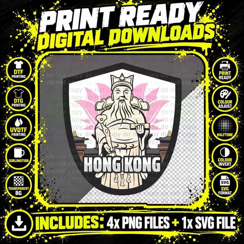 Hong Kong Deity Lotus Pink Asian Spirituality T-Shirt Png SVG Digital Bundle