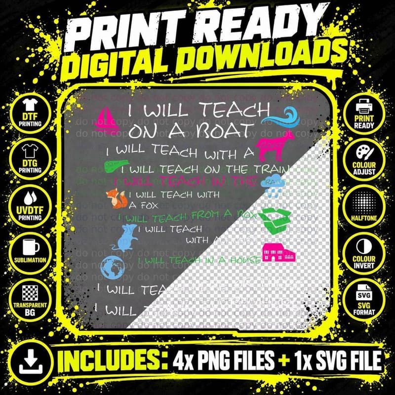 I Will Teach on a Boat a Goat I Will Teach Everywhere Png SVG Digital Bundle