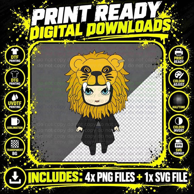 Luna Gryffindor Mascot Color T-Shirt Png SVG Digital Bundle
