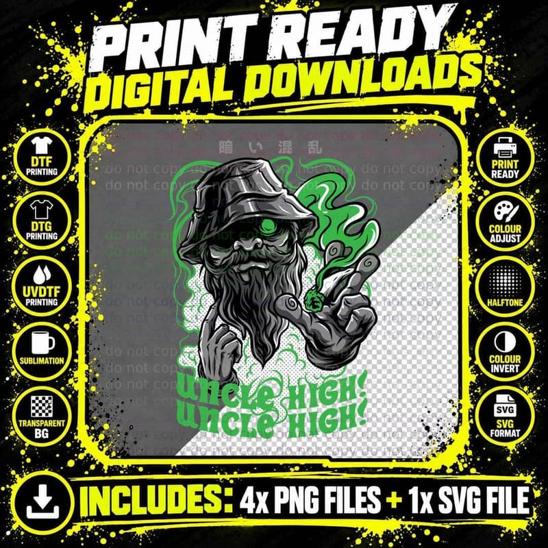 Magic Night Wizard Mage Bearded Green T-Shirt Png SVG Digital Bundle