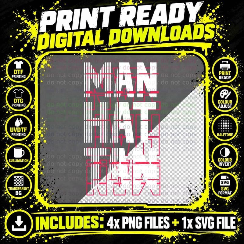 Manhattan Man Hattan White Red Striped Geometric Png SVG Digital Bundle