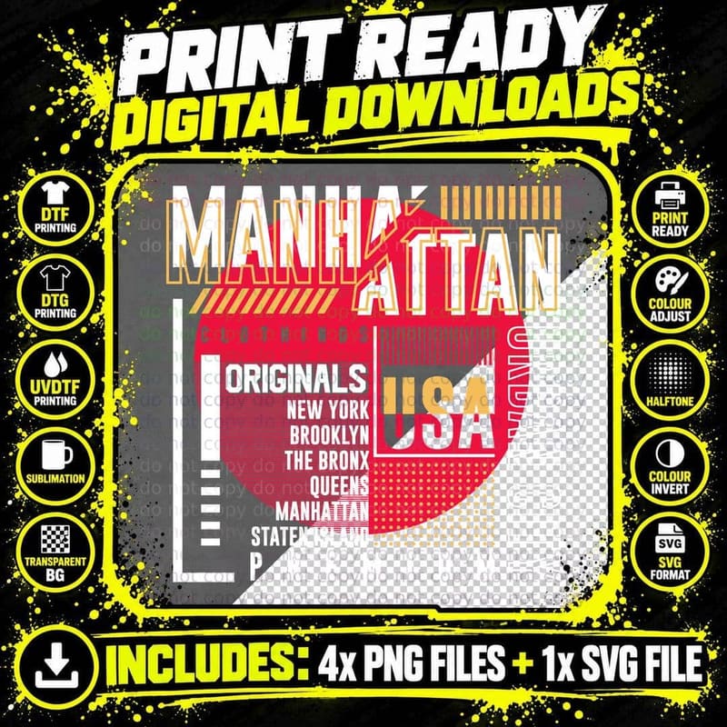 Manhattan Originals New York Brooklyn the Bronx Queens Png SVG Digital Bundle