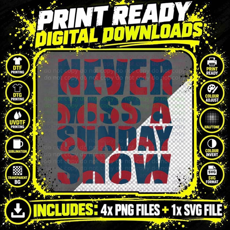 Never Miss a Sunday Show Jamband Lot T-Shirt Donuts Png SVG Digital Bundle
