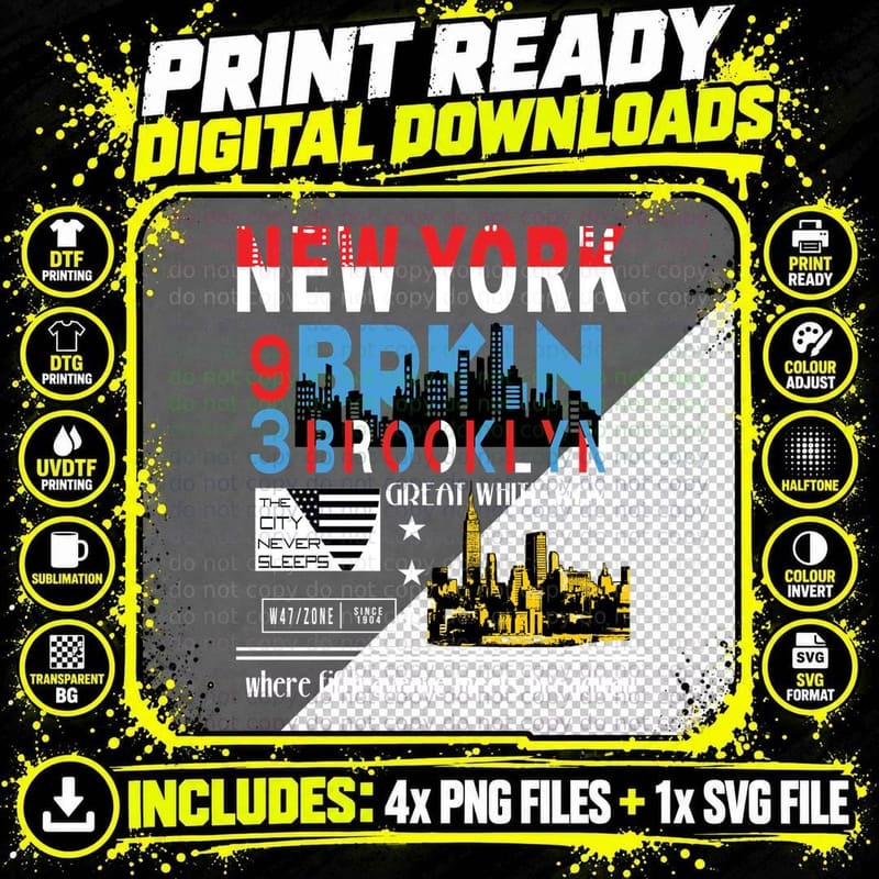 New York Brooklyn Where Fifth Avenue Meets Broadway Png SVG Digital Bundle