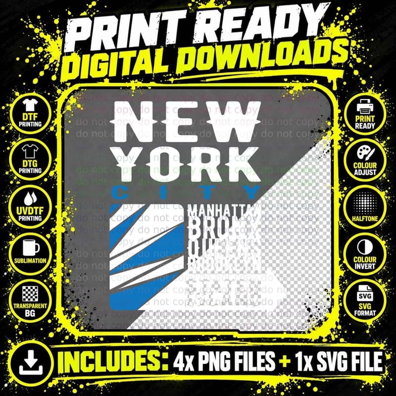 New York City Manhattan Bronx Queens Brooklyn Staten Png SVG Digital Bundle
