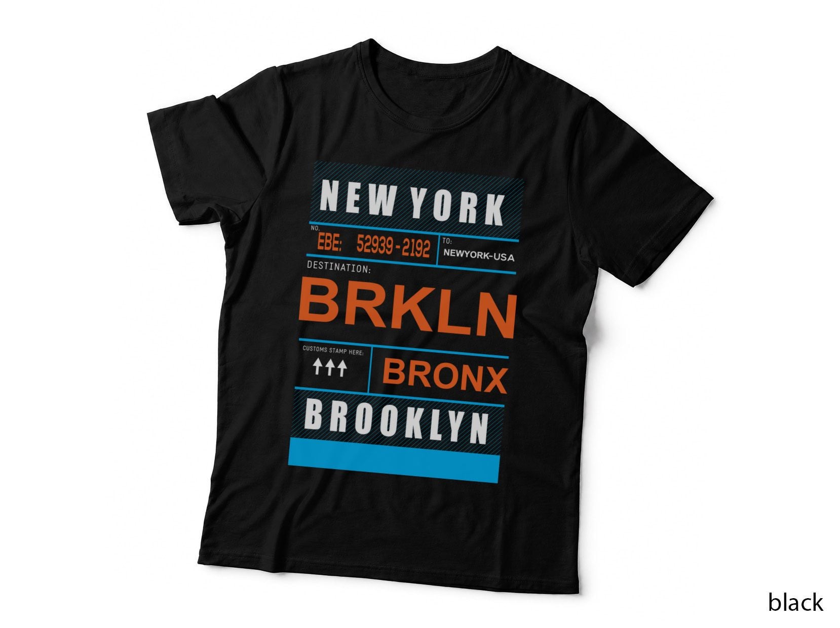 New York Destination Brkln Bronx Brooklyn Postal Stamp Customs Ny Design T-Shirt