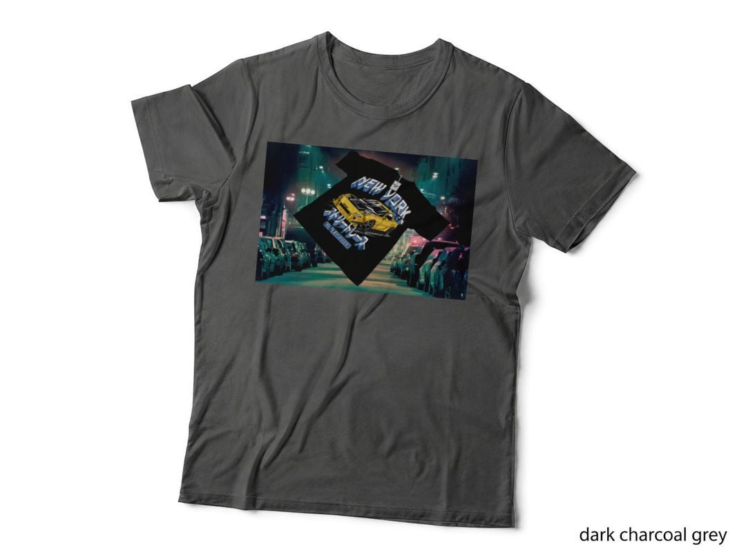 New York Taxi Fiyuu Yellow T-Shirt Blue Text Streetwear