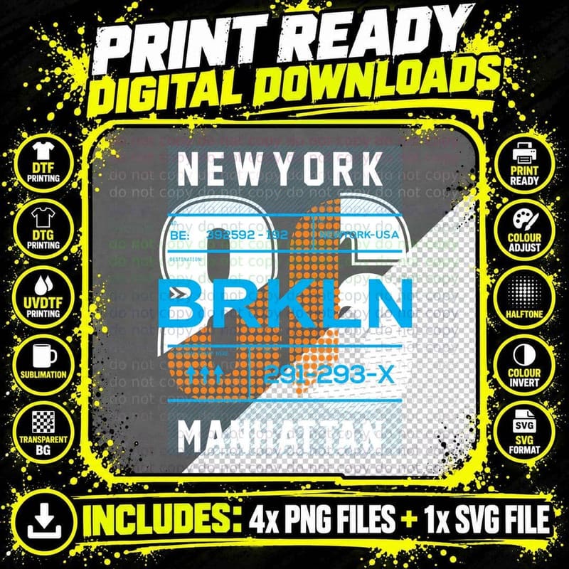 Newyork Be 1592 Brklyn Brooklyn Manhattan Geometric City Png SVG Digital Bundle