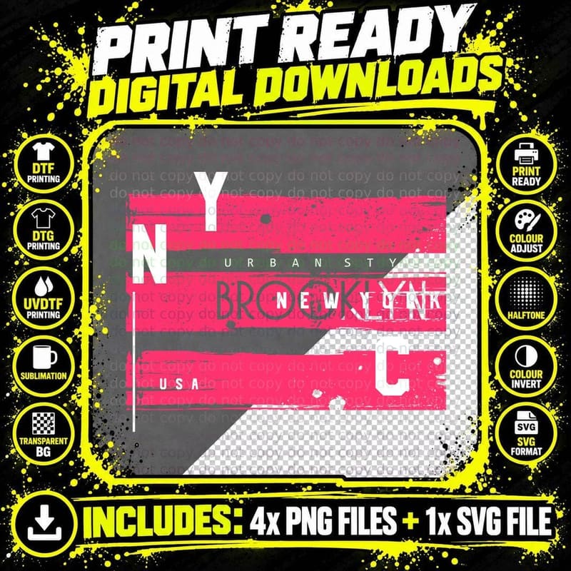 Nyc New York Pink Magenta Geometric Colorful Urban Png SVG Digital Bundle