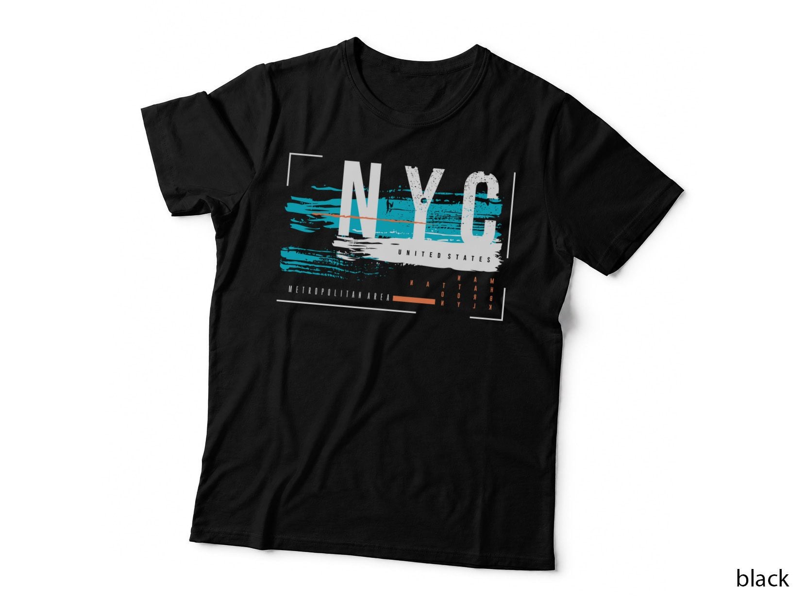 Nyc United States Metropolitan Area Blue Striped Geometric Urban Design T-Shirt