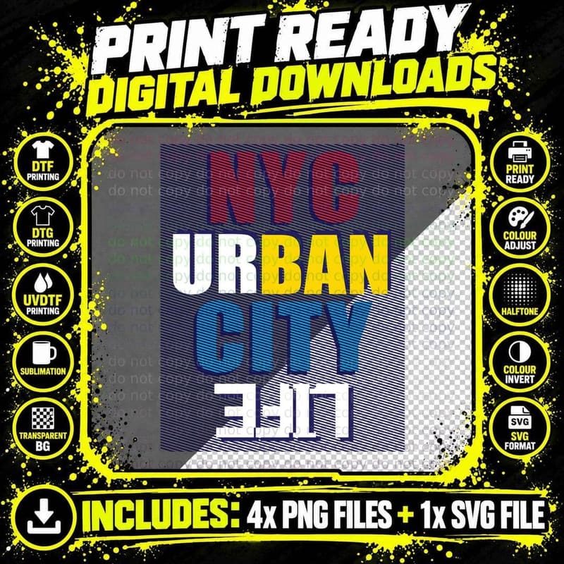 Nyc Urban Life Striped City Streetwear T-Shirt Png SVG Digital Bundle