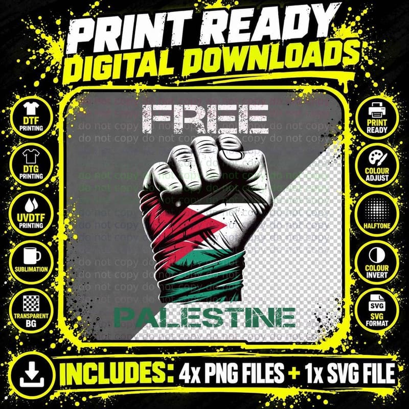 Palestine Free Palestine in Arabic Free Gaza Palestine Png SVG Digital Bundle