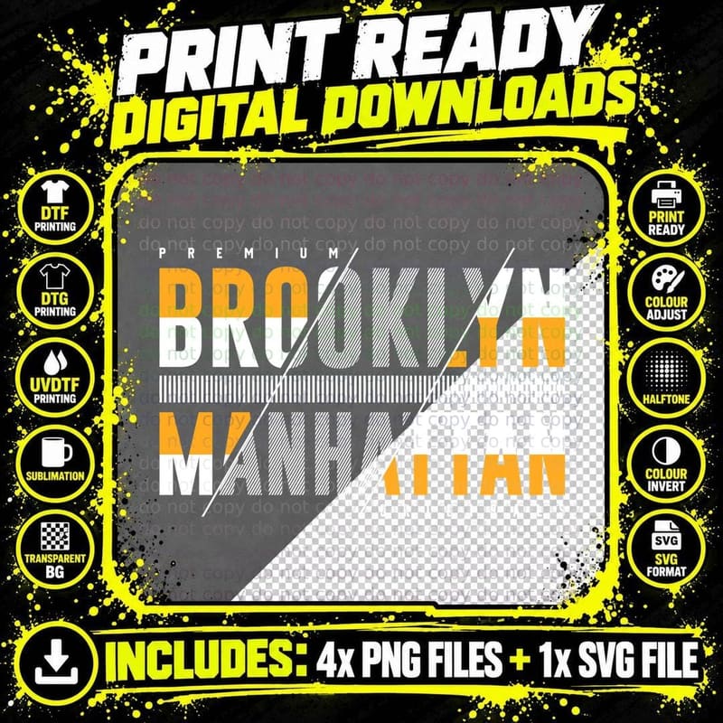 Premium Brooklyn Manhattan Originals Orange Gold Striped Png SVG Digital Bundle