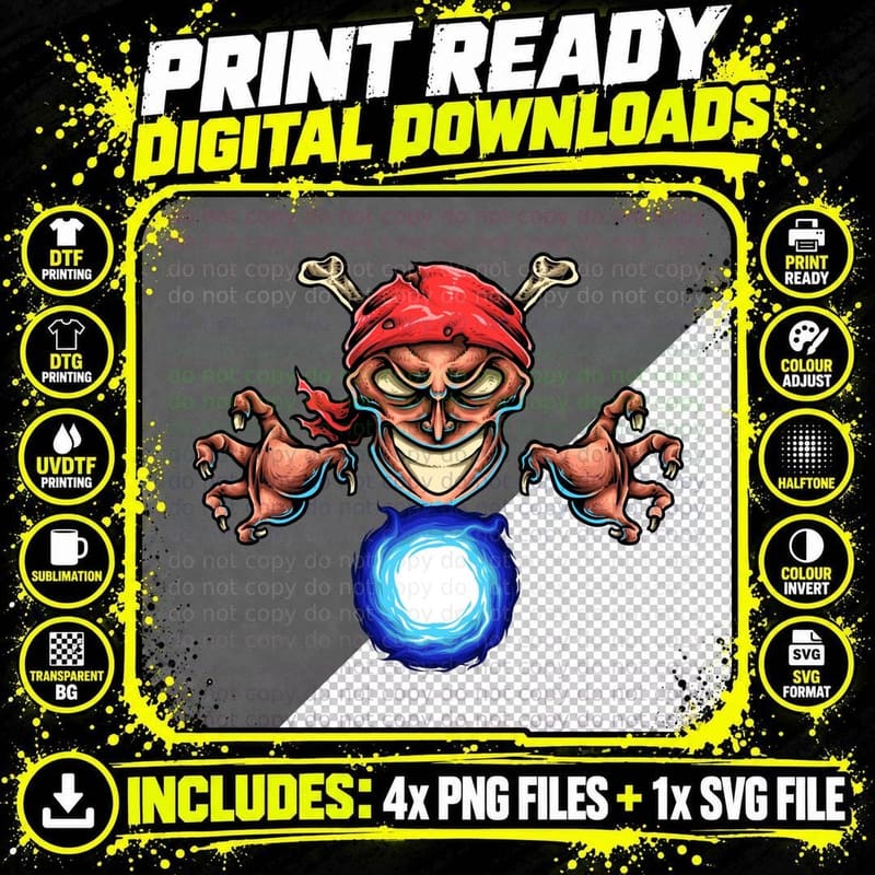 Red Devil Demon with Glowing Orb T-Shirt Png SVG Digital Bundle