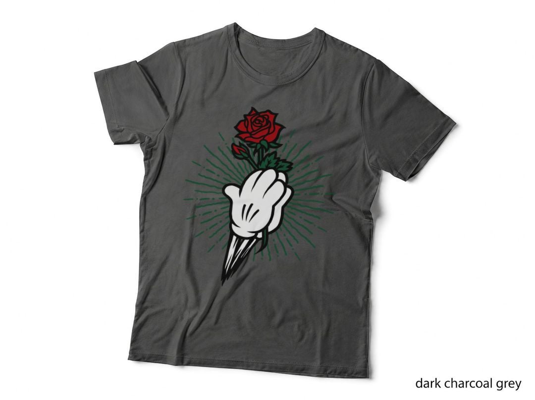 Rose Hand Holding Red Sunburst Romantic T-Shirt