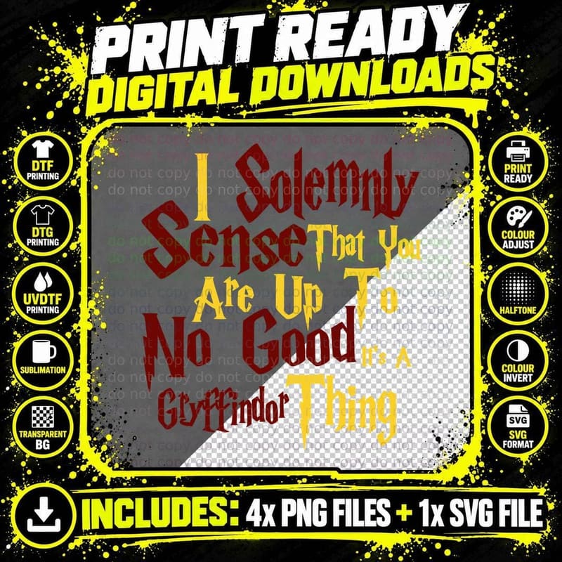 Solemnly Sense No Good Gryffindor T-Shirt Png SVG Digital Bundle