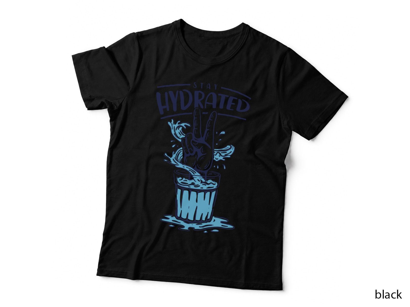 Stay Hydrated Hand Peace Gesture Water Blue Artistic T-Shirt