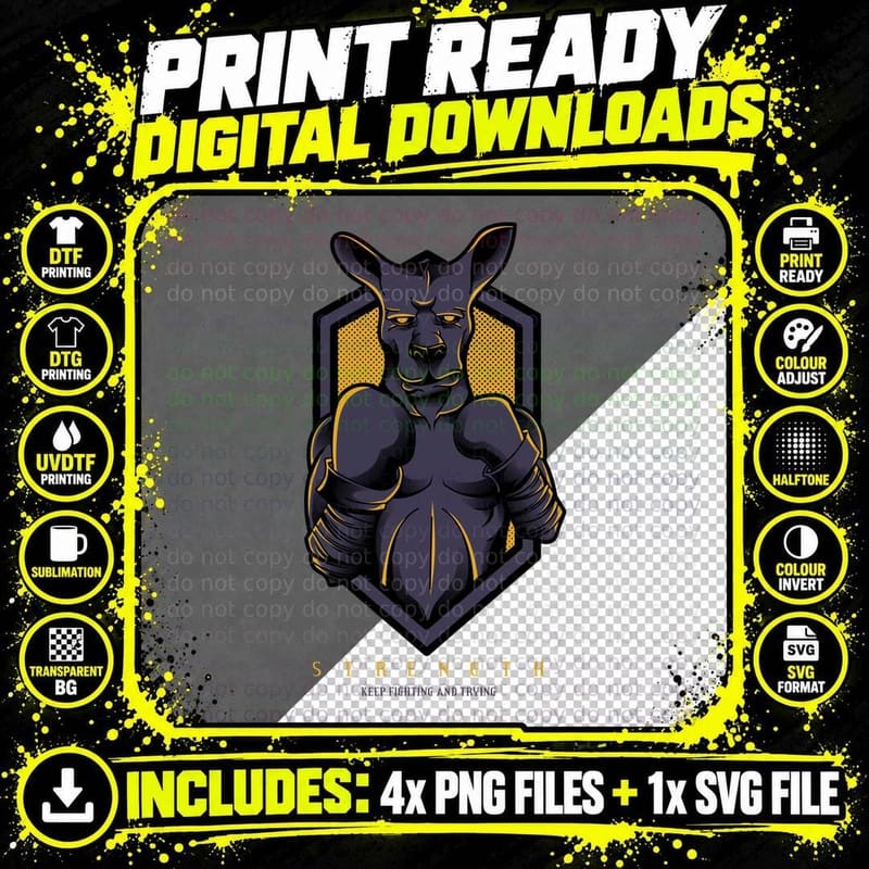 Strength Deer Keep Fighting and Trying Creature Yellow Png SVG Digital Bundle
