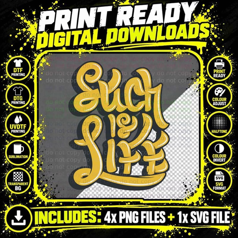Such Life Pigg Gold Swirl Script Lifestyle Casual Modern Png SVG Digital Bundle