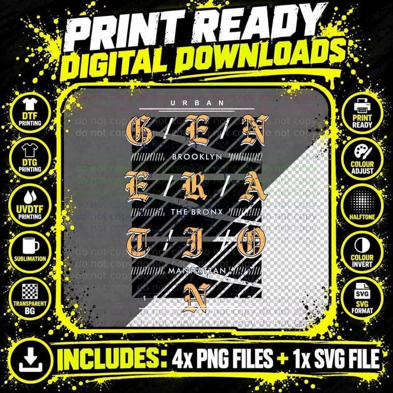 Urban Brooklyn the Bronx Manhattan Fashion Old English Png SVG Digital Bundle