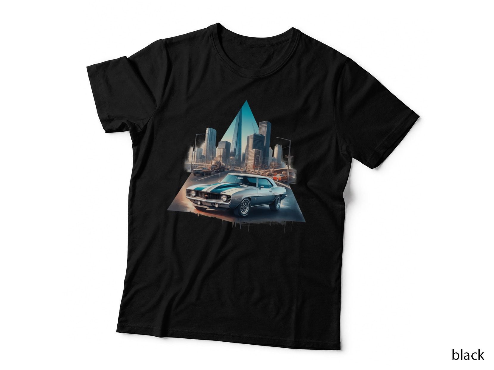 Urban City Geometric Triangle Nyc Skyline Teal T-Shirt
