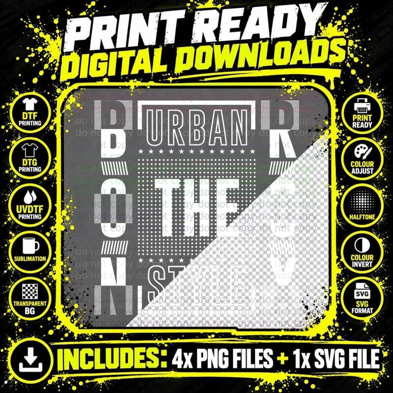 Urban Style the Grey White Geometric Box Frame Design Png SVG Digital Bundle