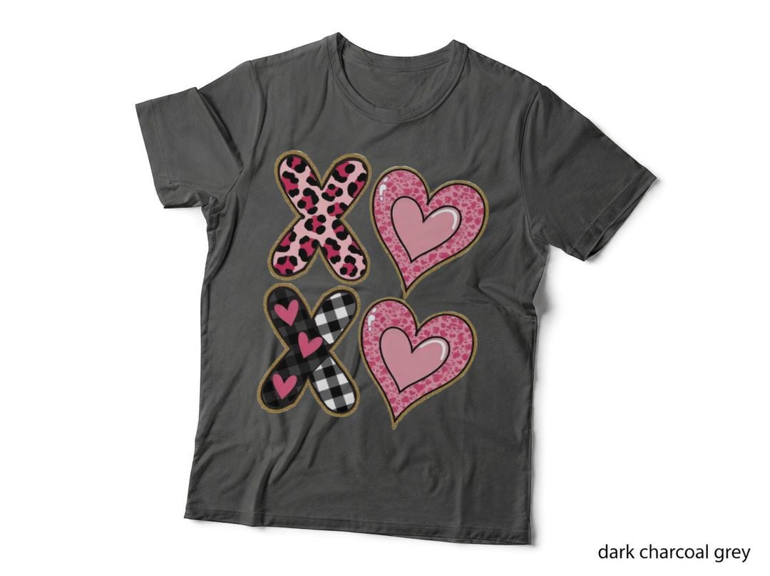 Xo Pattern Repeating Leopard Print X Pink Heart Gold T-Shirt