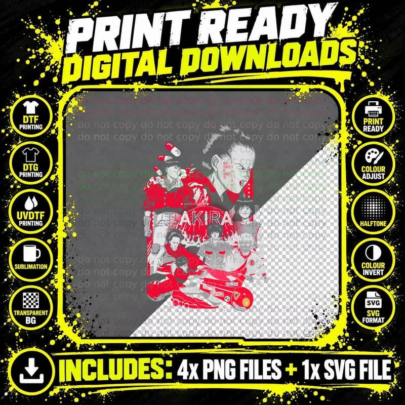 Akira Characters Red White Character Composition Png SVG Digital Bundle