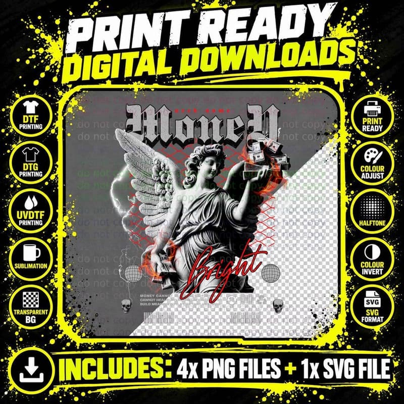 Armed Knight Money Danger Is High Angel Figure Wings Red Png SVG Digital Bundle