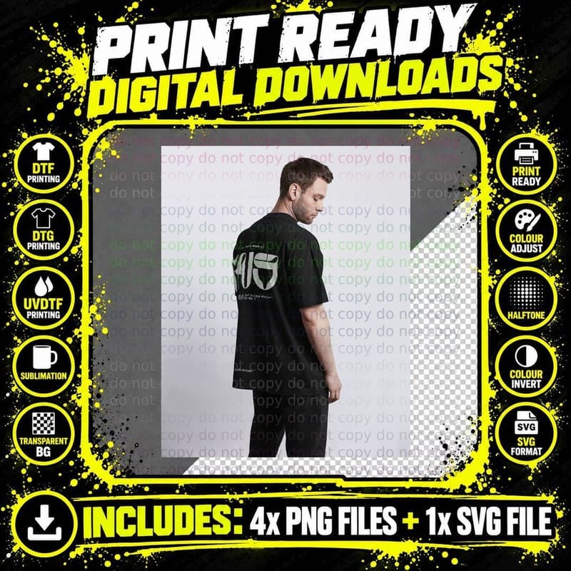 Back Angled Modelled Oversized T Shirt Mockup by Studio Png SVG Digital Bundle