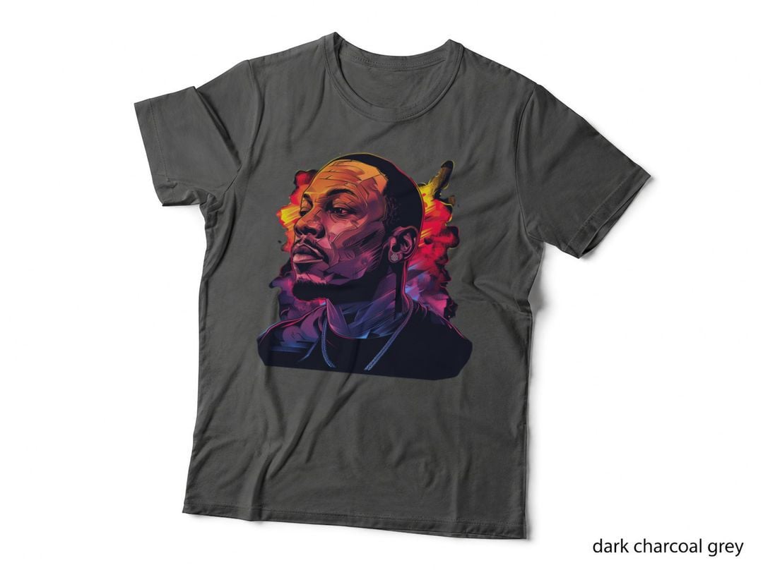 Bald Male Side Profile Earring Goatee Chain Necklace Red Orange Fiery T-Shirt