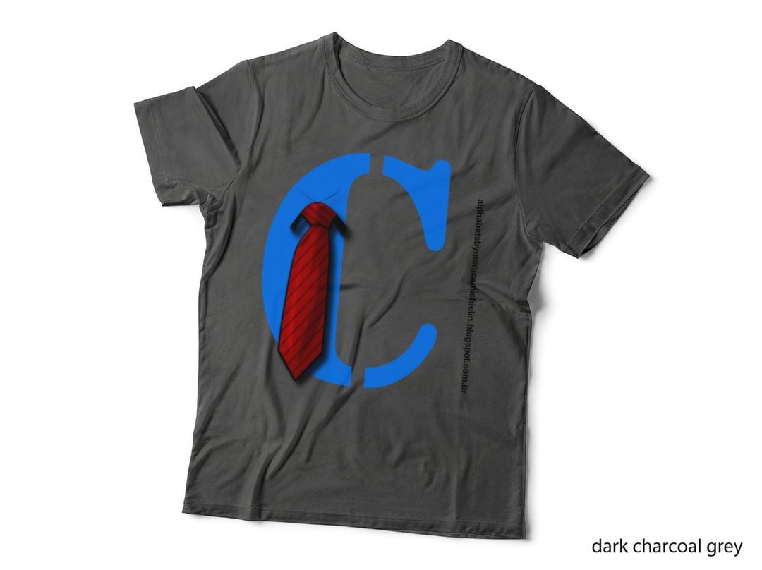 Blue Letter C Red Tie Graphic T-Shirt