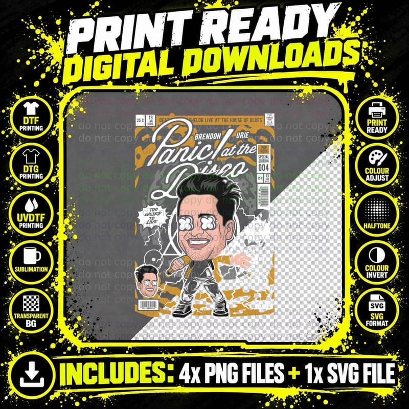 Brendon Urie Panic at the Disco T-Shirt Png SVG Digital Bundle
