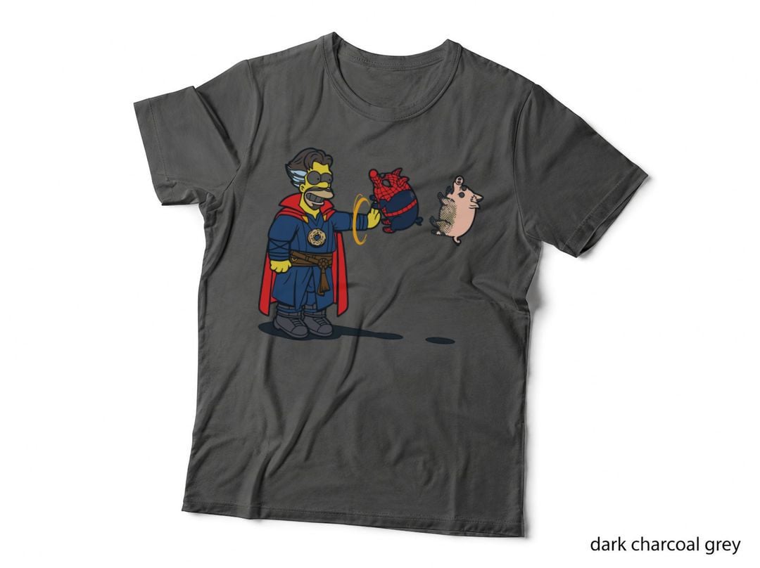 Cartoon Wizard Character Yellow-Skinned Parody Blue Cape Donut Medallion T-Shirt