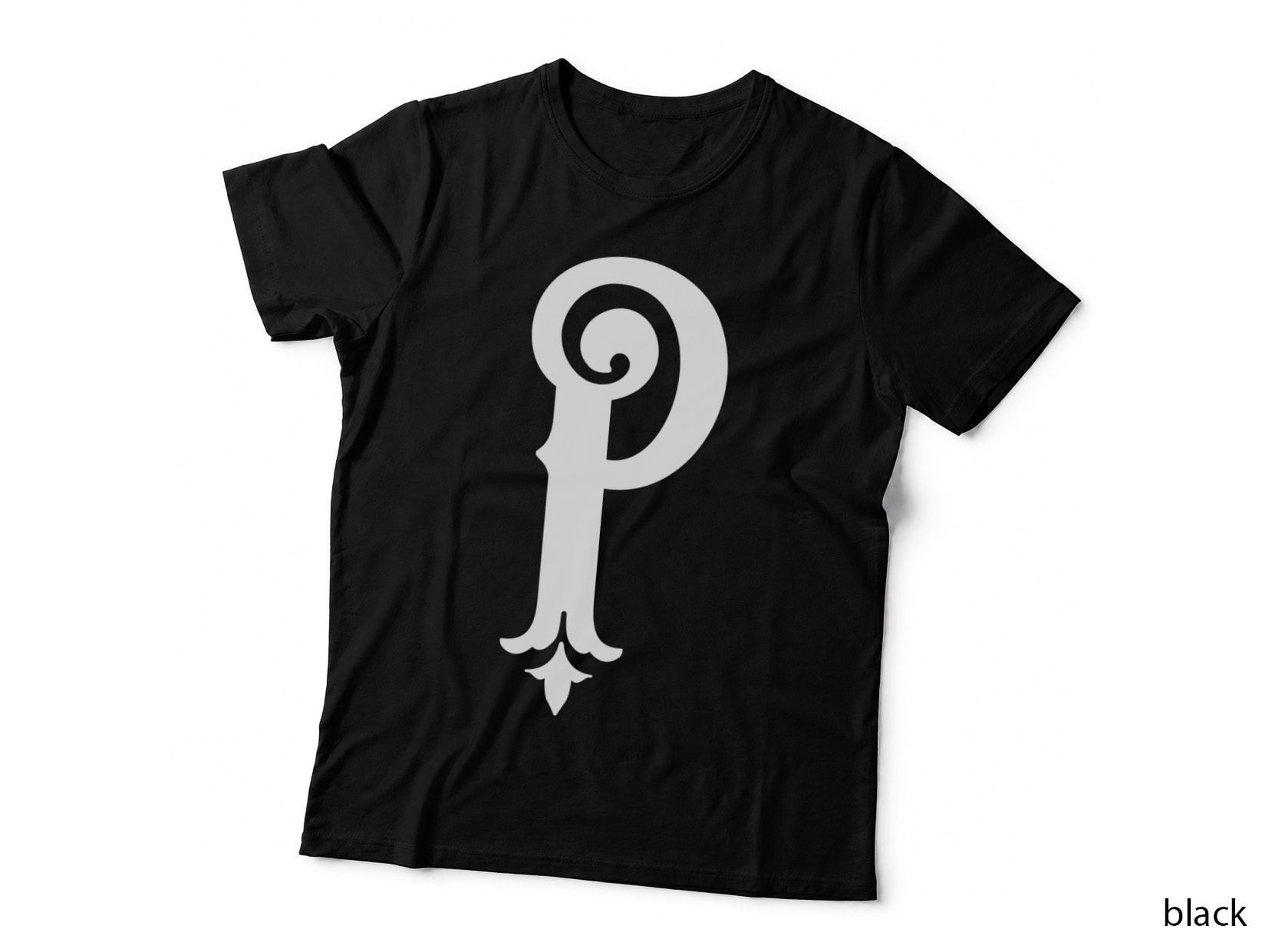 Decorative Letter P Serif Display Font Black Ornamental T-Shirt
