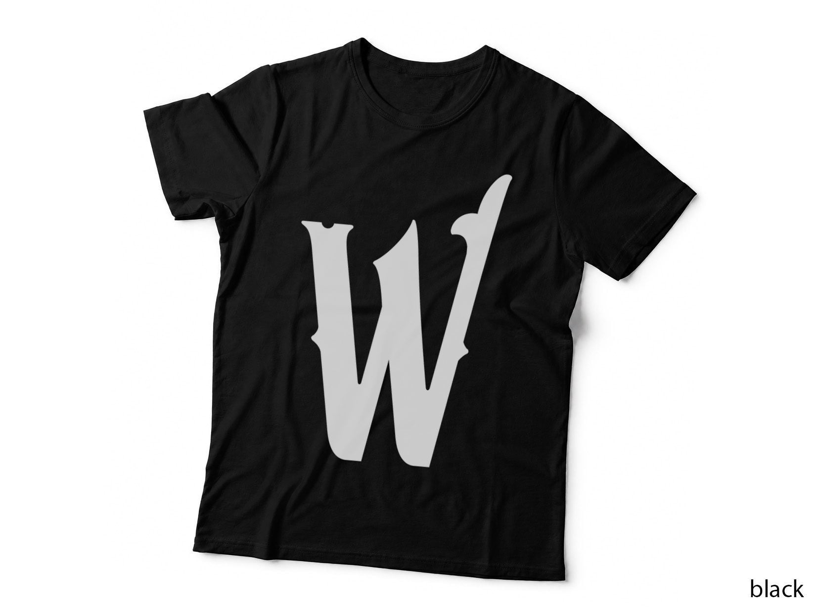 Decorative Letter W Serif Display Font Black Ornamental T-Shirt