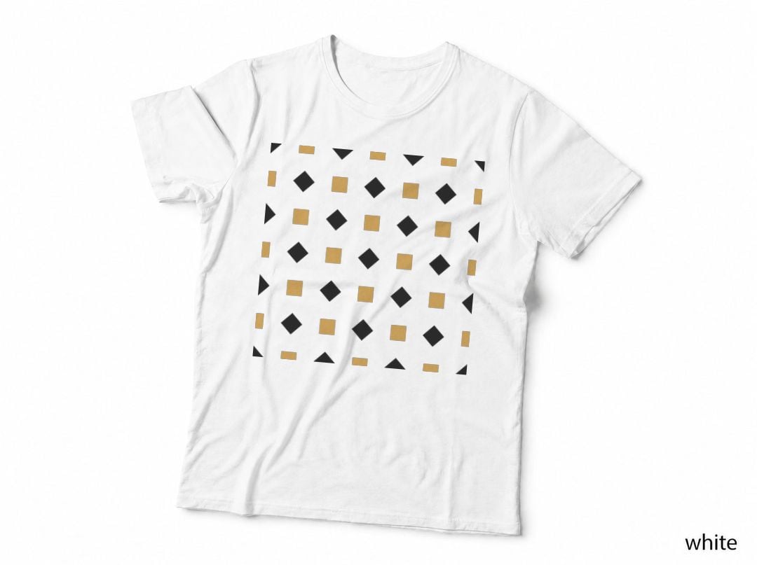 Diamond Square Pattern Orange Black Gray T-Shirt