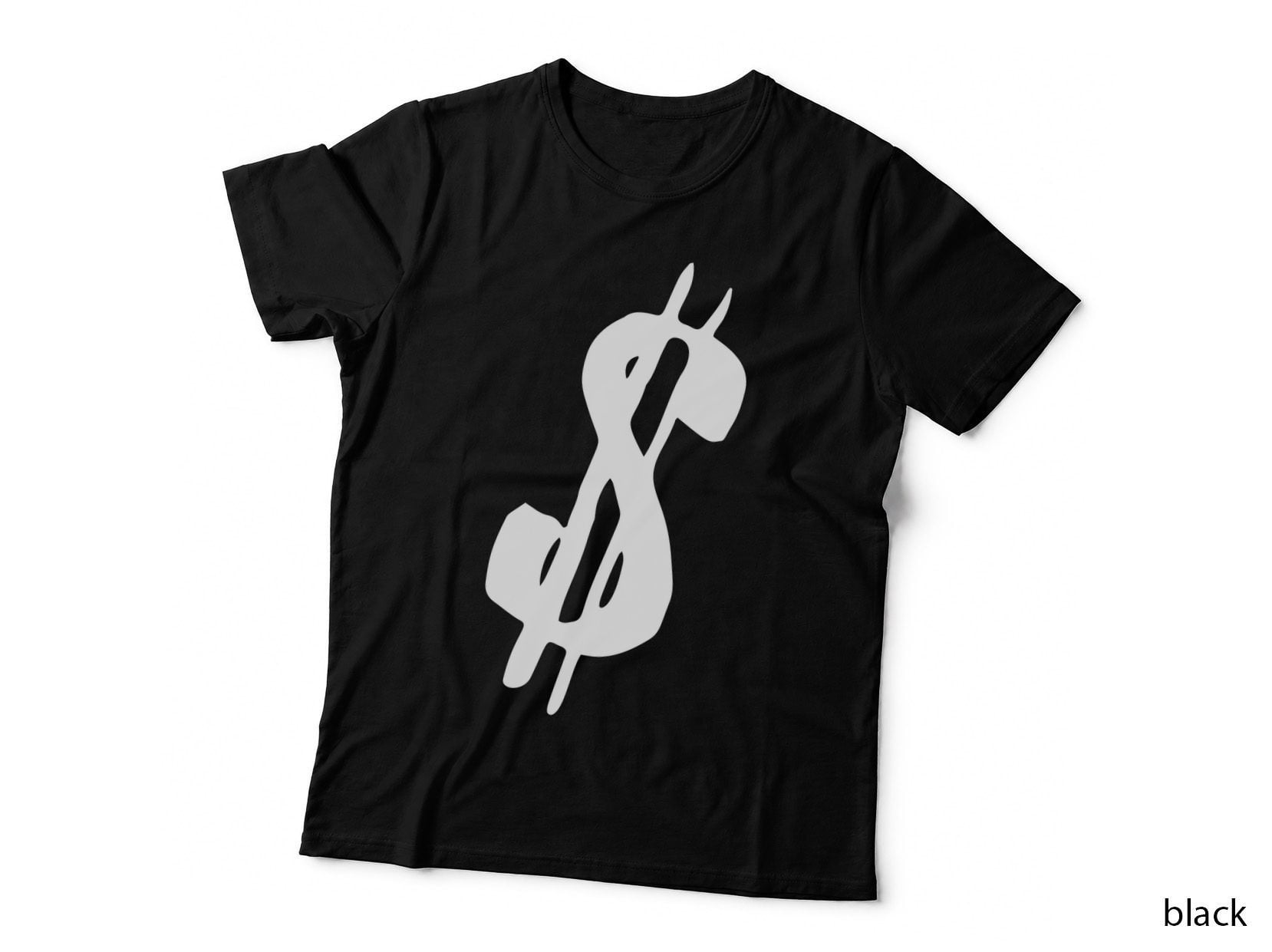 Dollar Symbol Sign Bold Black Font Minimal T-Shirt