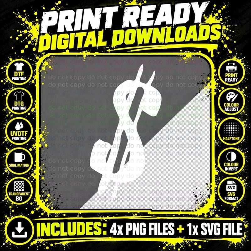 Dollar Symbol Sign Bold Black Font Minimal T-Shirt Png SVG Digital Bundle