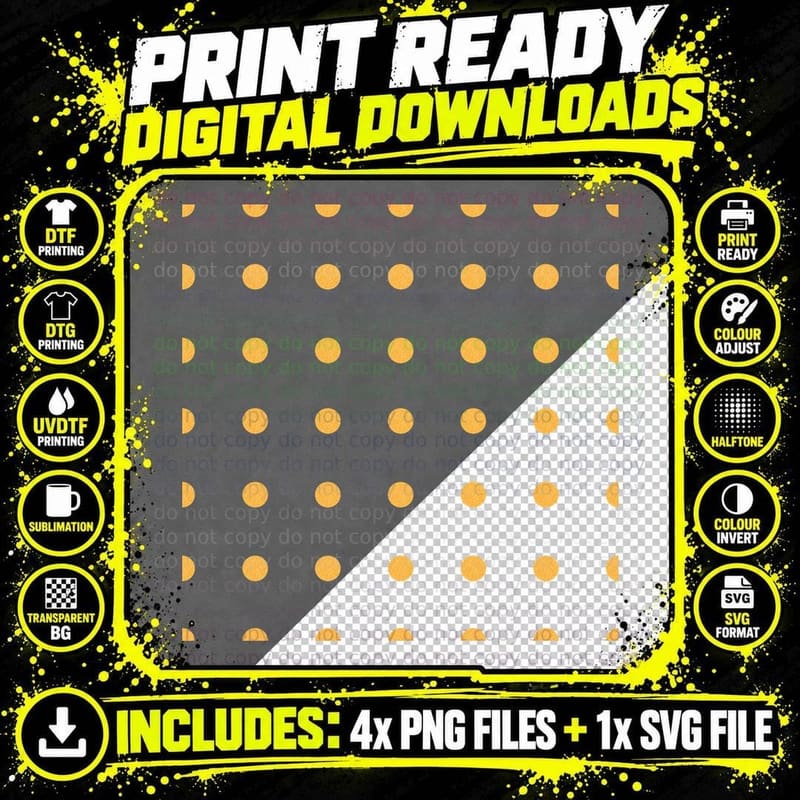 Dots Pattern Orange Repeated T-Shirt Png SVG Digital Bundle