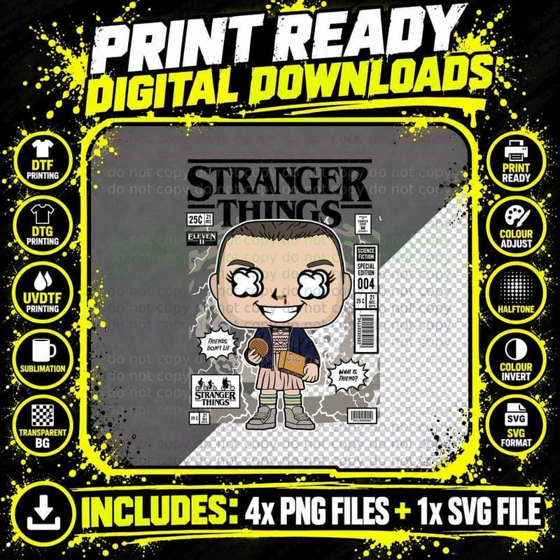 Eleven with Eggos T-Shirt Png SVG Digital Bundle