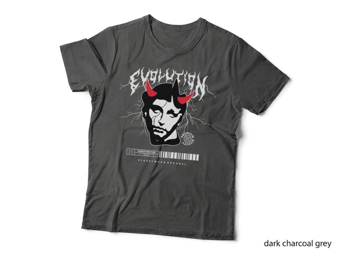Eruption White Demon Horns Red Lightning Bolt Streetwear T-Shirt