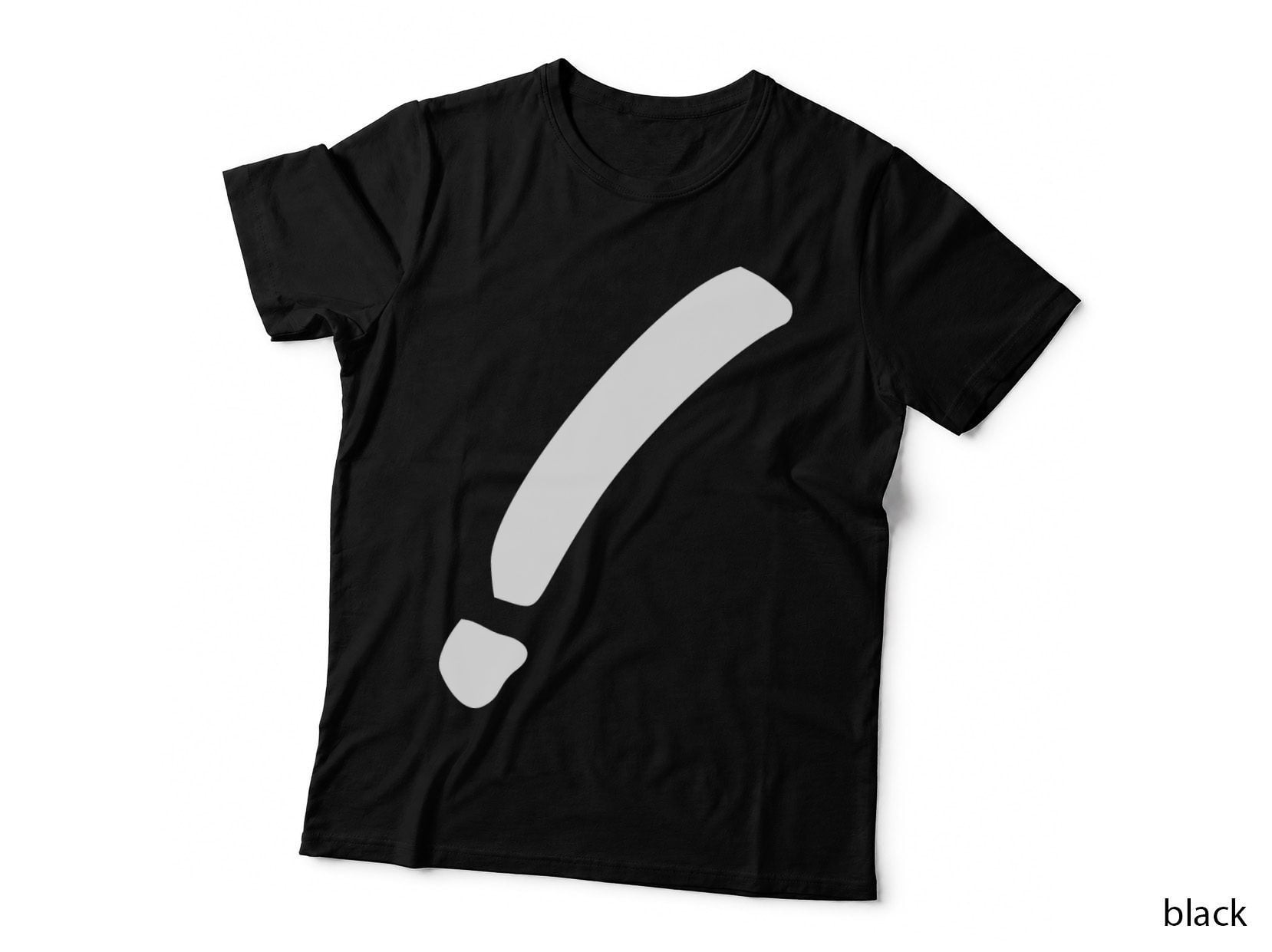 Exclamation Mark Slash Point Bold Black T-Shirt