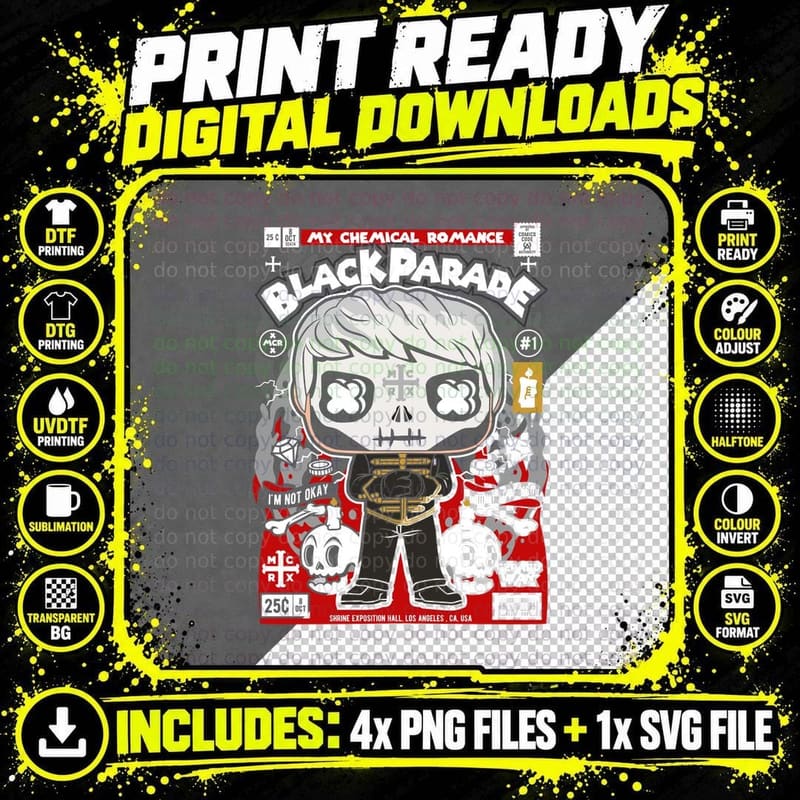 Gerard Way Black Parade T-Shirt Png SVG Digital Bundle