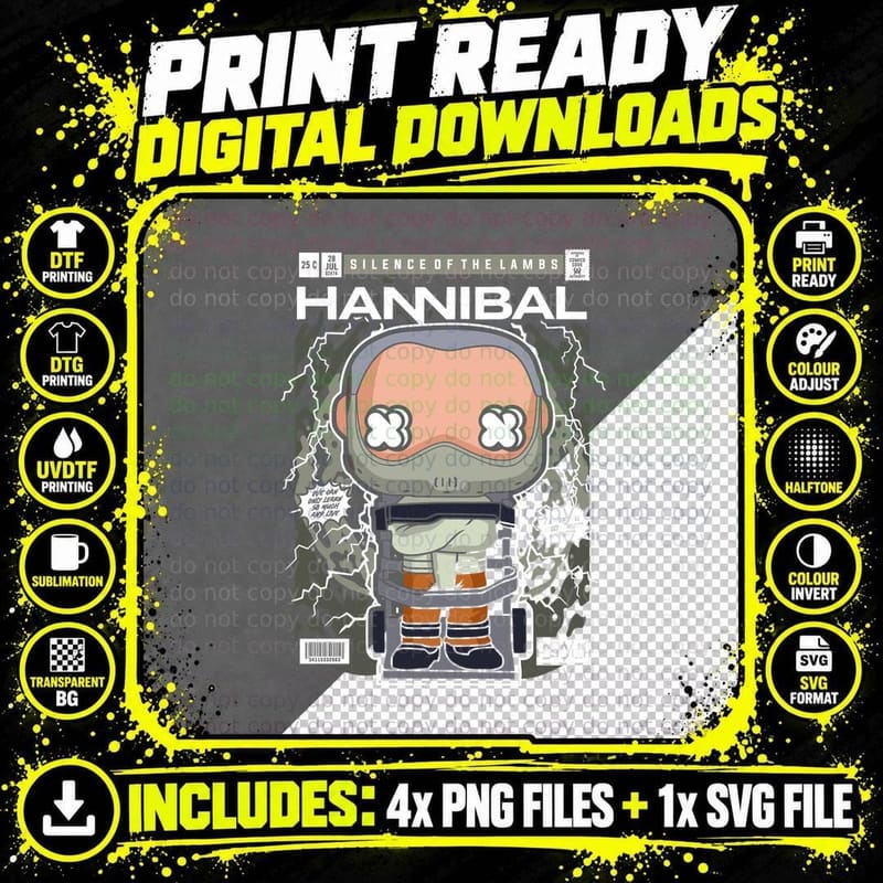 Hannibal Lector Silence of the Lambs T-Shirt Png SVG Digital Bundle