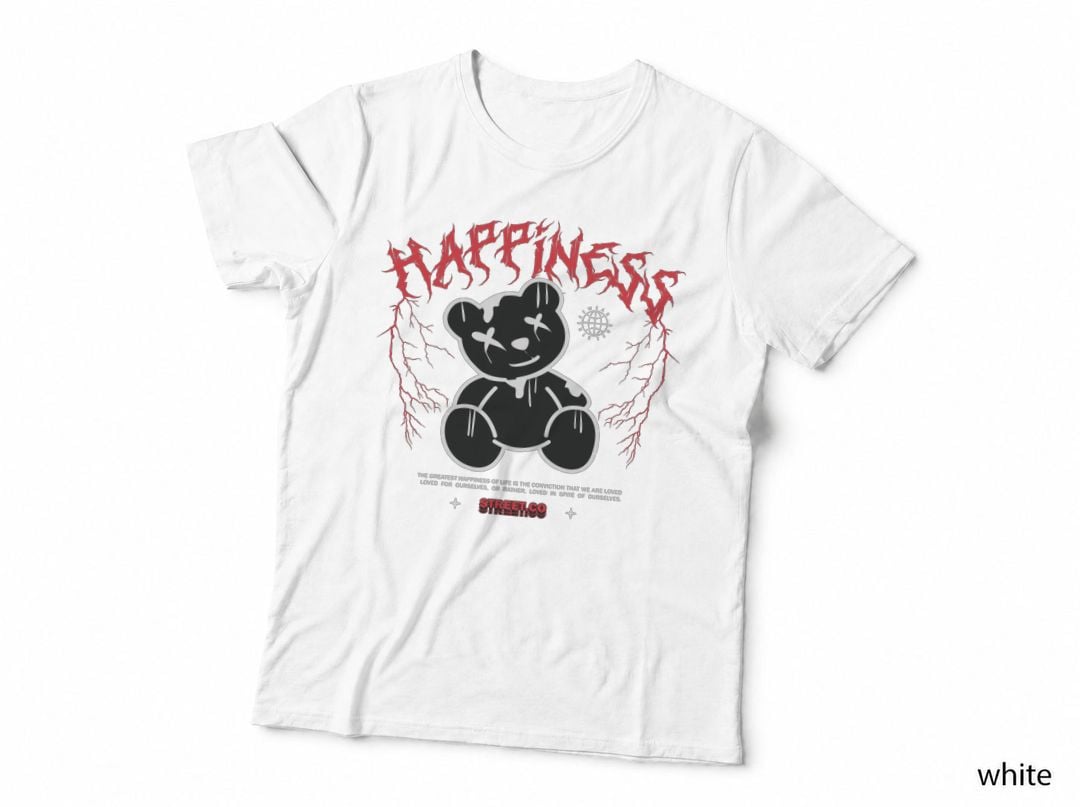 Happiness Street.co Red Black Smiling Character Streetwear T-Shirt
