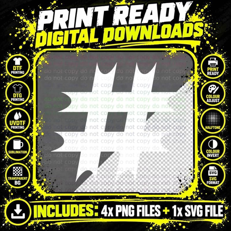Hashtag Symbol Hash Grid Ornamental T-Shirt Png SVG Digital Bundle