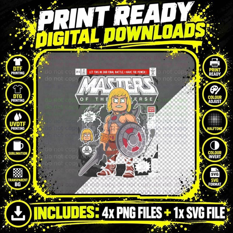 He-Man Masters of the Universe Let This Be Our Chibi Png SVG Digital Bundle