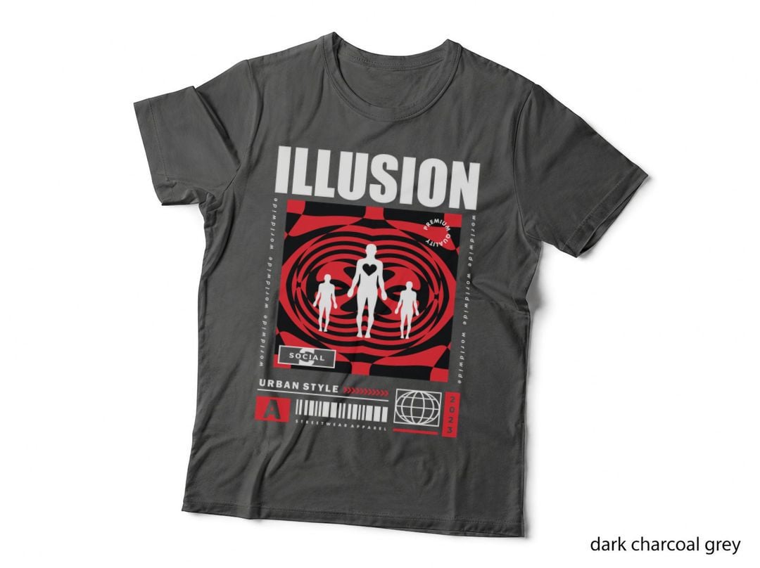 Illusion Social Urban Style Figures Spiral Red White Concentric Circles T-Shirt