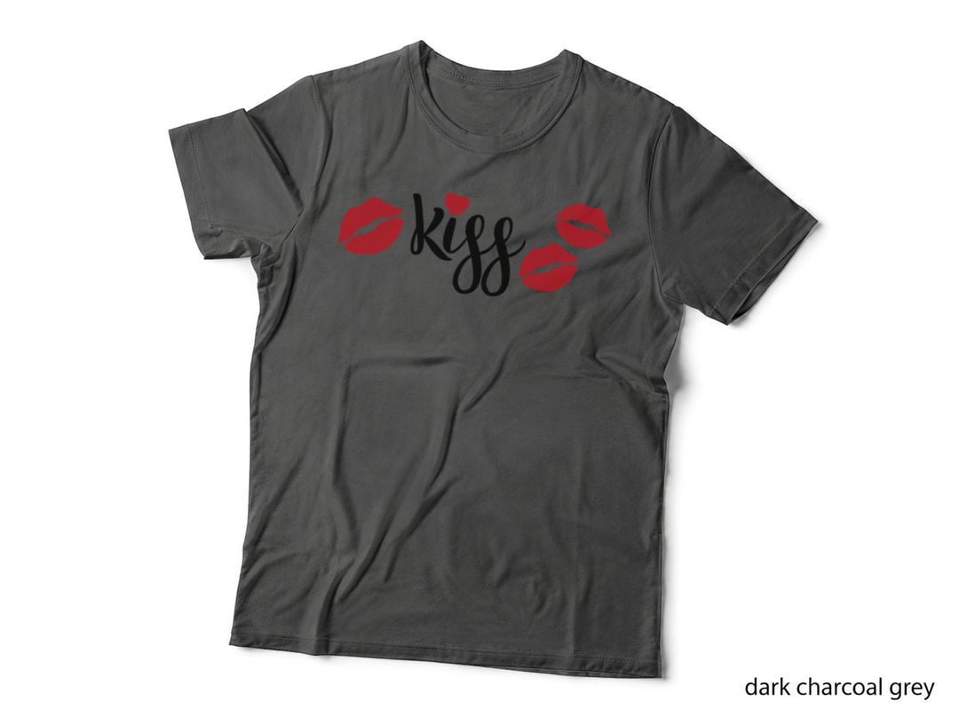 Kiss Lips Red Black Love Design T-Shirt